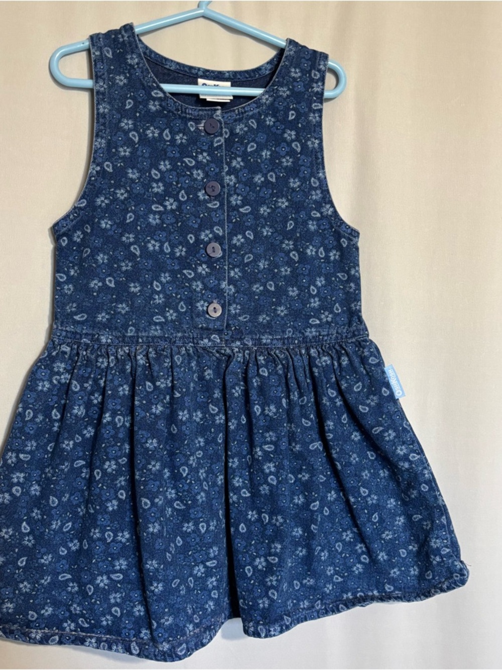 OshKosh B’Gosh Toddler’s size 5 Navy Floral Button-Front Denim Dress - Picture 7 of 7